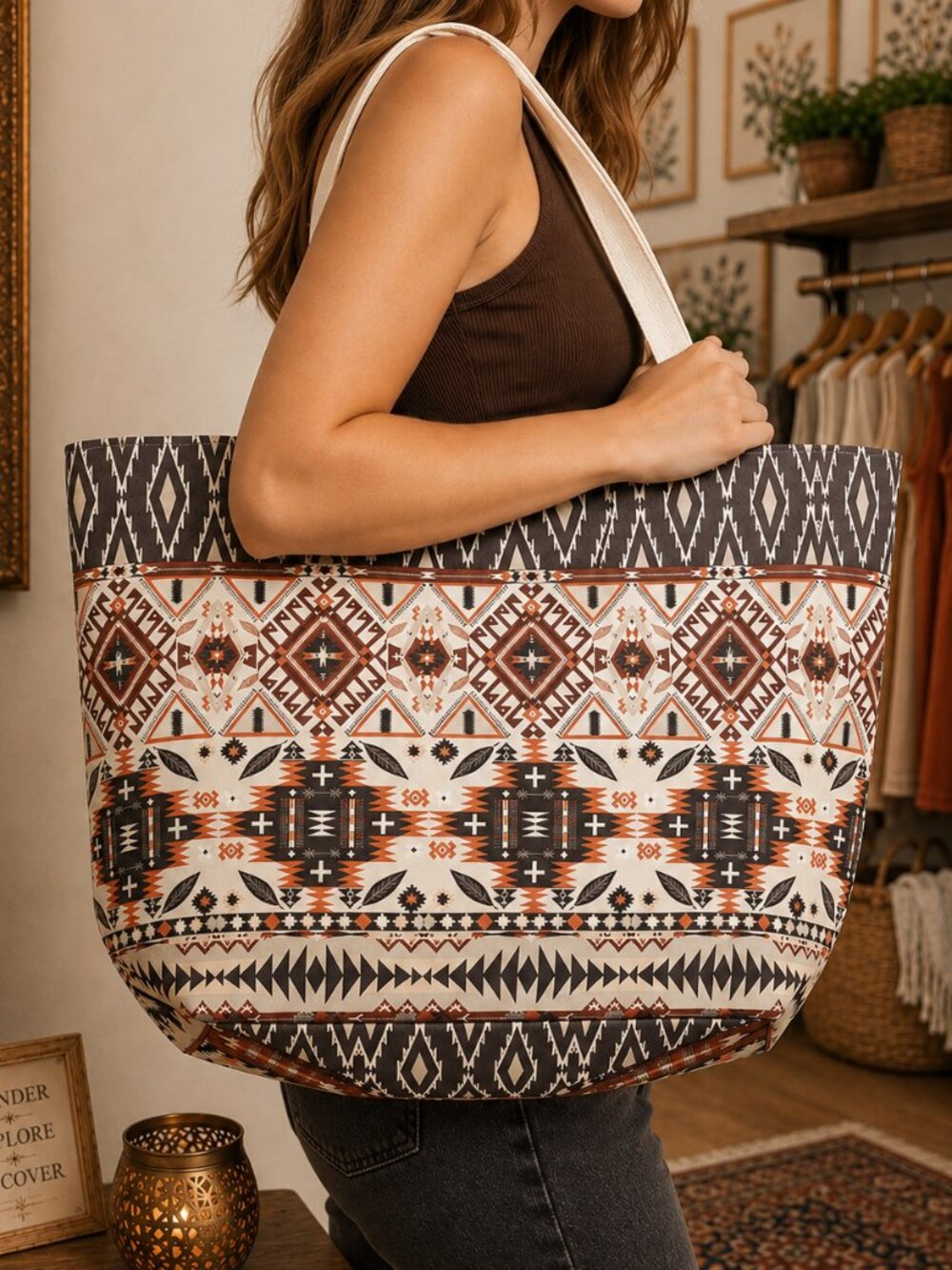 Boho Exotic Pattern Tote Bag Beach Bag
